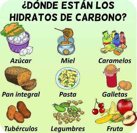 Ilustración de diferentes tipos de hidratos de carbono
