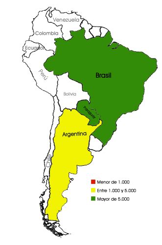 Mapa de la distribución actual del pueblo guaraní en Paraguay