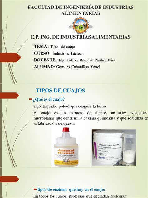 Esquema de tipos de cuajo