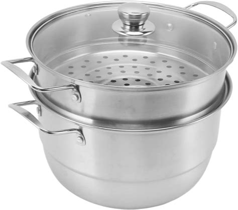 Esquema de olla con colador para cocinar al vapor