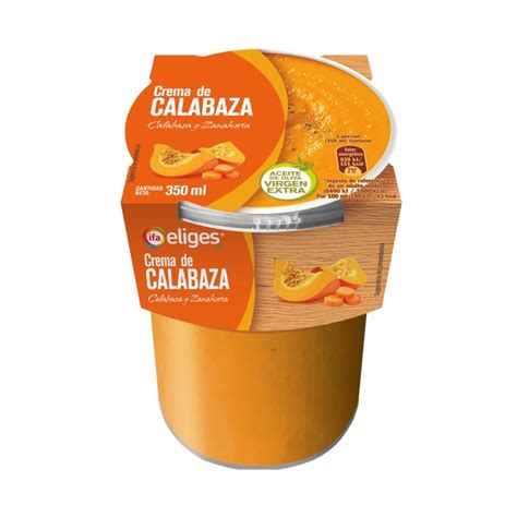 Envase de crema de calabaza lista para consumir
