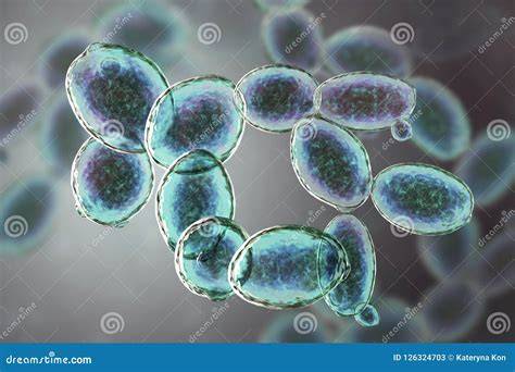 Ilustración de levadura a nivel microscópico