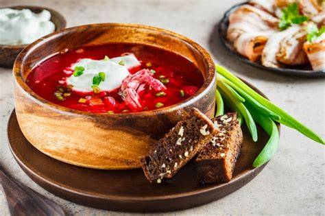 Tazón de Borsch vibrante y colorido
