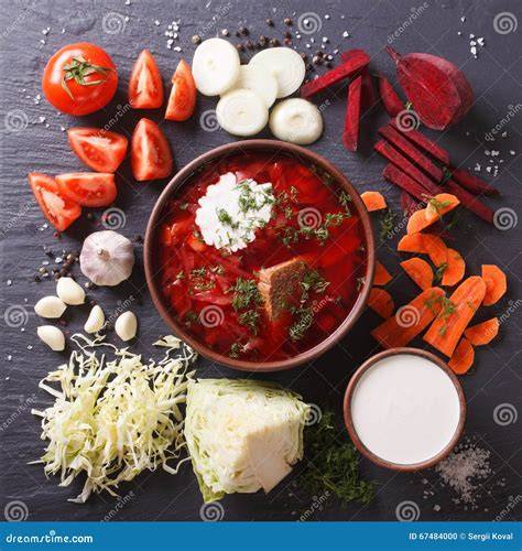Ingredientes del Borsch antes de la preparación