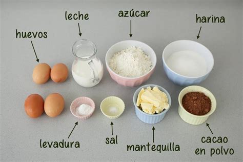 Ingredientes para bizcocho de cacao