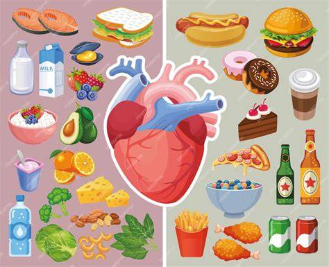 Corazón con alimentos saludables