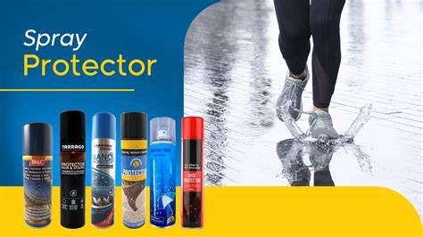 Esquema de aplicación de spray protector en calzado