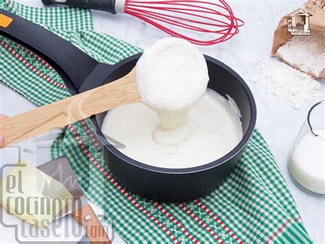 Esquema de la proporción 1:1:10 de mantequilla, harina y leche para la bechamel
