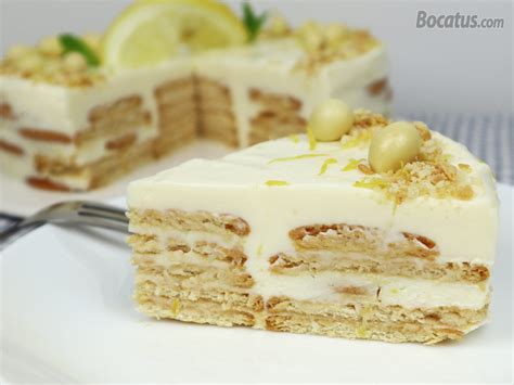 tarta fría de limón con capas de galleta