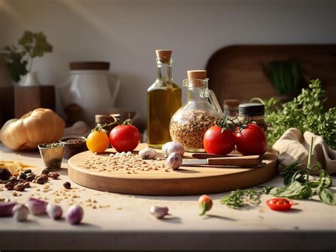 Ingredientes frescos sobre una mesa de madera listos para preparar la salsa