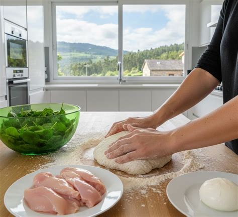 Ingredientes para el relleno de empanada de alcachofas y espinacas
