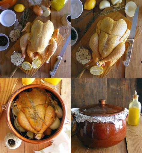 pollo asado tradicional servido en fuente de barro