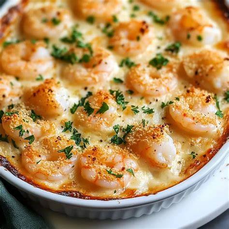 Plato de mariscos gratinados con queso
