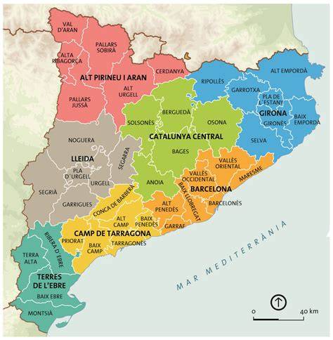 Mapa de Cataluña con la ubicación de ferias gastronómicas