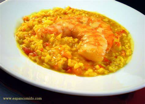 Arroz caldoso con langostinos y queso parmesano
