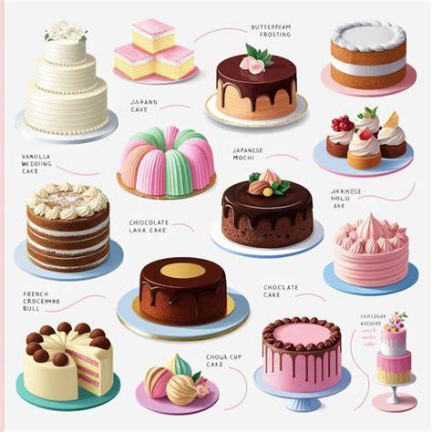 Infografía con tipos de pasteles
