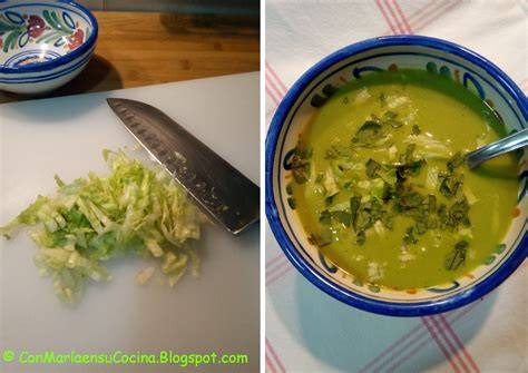 Ingredientes del gazpacho de cilantro y lechuga
