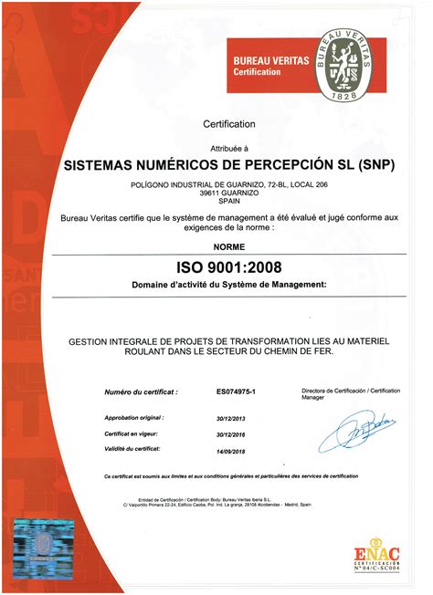 Certificado de calidad ISO 9001:2000