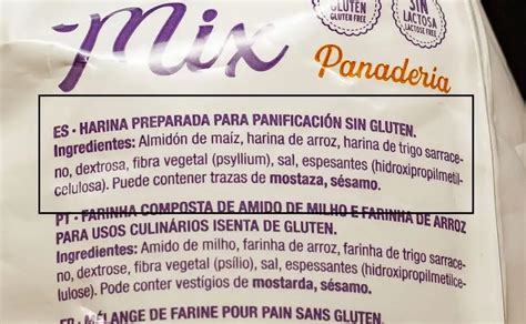 esquema de ingredientes para pan sin gluten