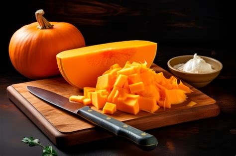 Tabla de cortar y calabaza