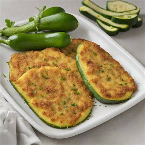 Milanesas de zucchini rebozadas con copos de puré