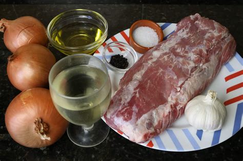 Ingredientes para lomo de cerdo encebollado