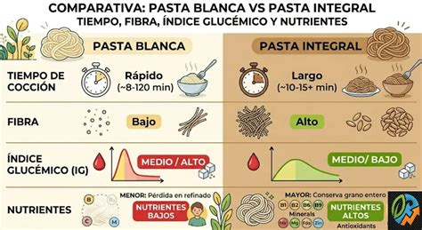 Comparativa nutricional pasta integral vs pasta blanca