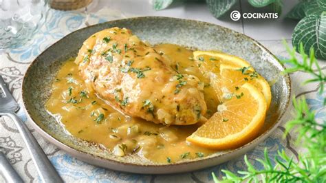 Pechugas de pollo a la naranja en un plato