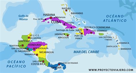 Mapa de los primeros centros de estudio en el Caribe y Nueva España