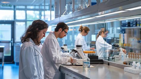 Investigadores en un laboratorio trabajando con muestras de polisacáridos para microencapsulación de levaduras
