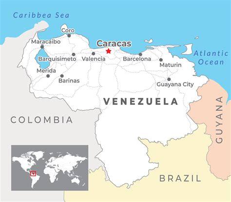 Mapa de Venezuela destacando Caracas y Zulia