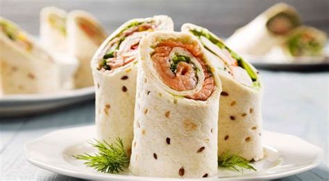 Ingredientes de un wrap de salmón con porcentajes