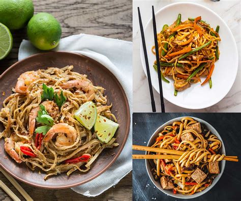Mesa con diferentes tipos de noodles y verduras