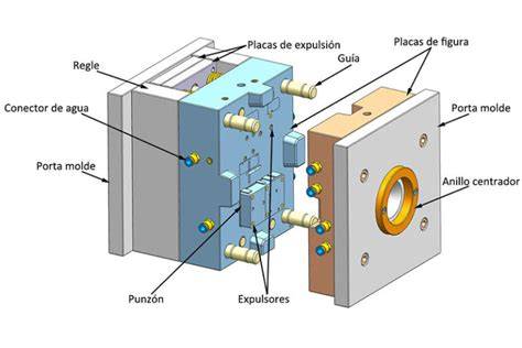 Esquema que muestra cómo se alinean y encajan las dos partes de un molde de silicona de dos piezas