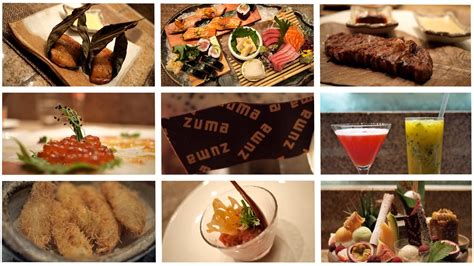 Platos de sushi y mariscos de Zuma London