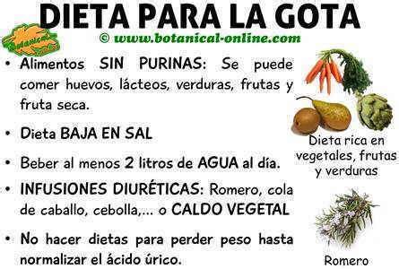 Lista de alimentos recomendados para la gota