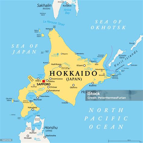 Mapa de la isla de Hokkaido en Japón
