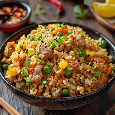 Plato de arroz frito con verduras