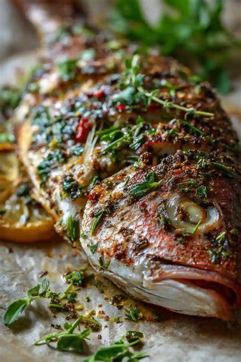 Pescado envuelto en papel de horno con hierbas