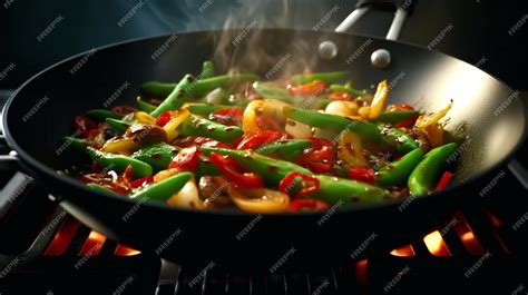 Pimientos salteándose en una sartén
