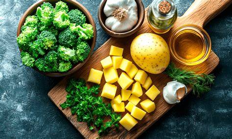esquema de ingredientes para sazonar brócoli