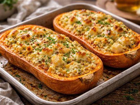 vista final de la calabaza rellena gratinada