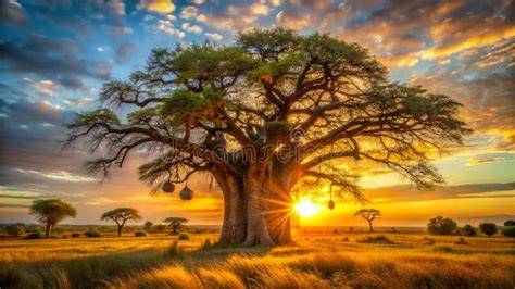 Fotografía de un baobab majestuoso en el atardecer