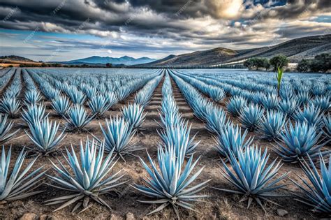 Planta de agave azul y botella de sirope