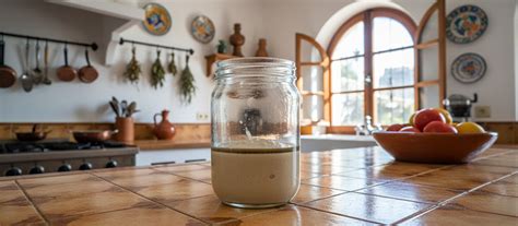 Tarro de masa madre con