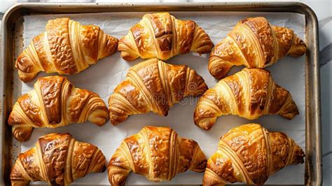 Croissants recién horneados y dorados en una rejilla