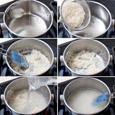 Arroz basmati lavándose hasta que el agua esté transparente