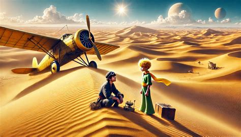 El Principito y el aviador en el desierto