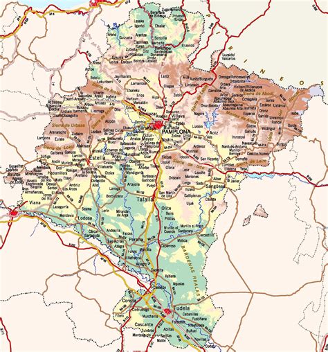 Mapa de Navarra con Tafalla resaltada