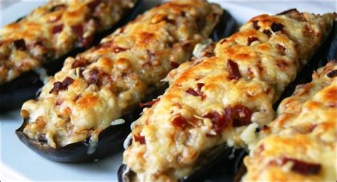 Berenjenas rellenas de jamón y queso